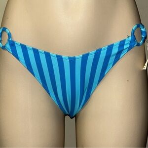 American Eagle Aerie Blue Stripe Retro Bikini Beach Swimsuit Size L